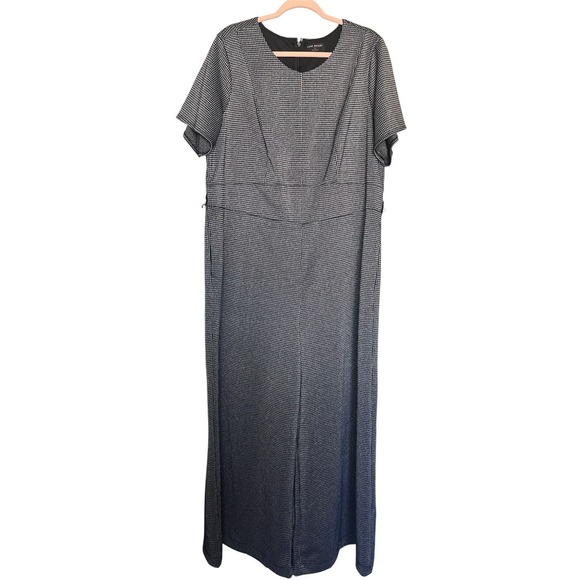 Lane Bryant Pants - Lane Bryant Lena Shimmer Lurex Wide Leg Jumpsuit Black Silver Size 20 Pockets